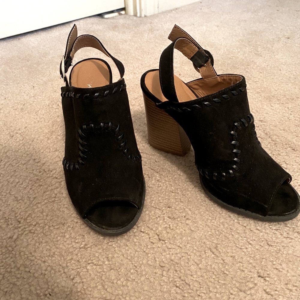 Black heel strap booties